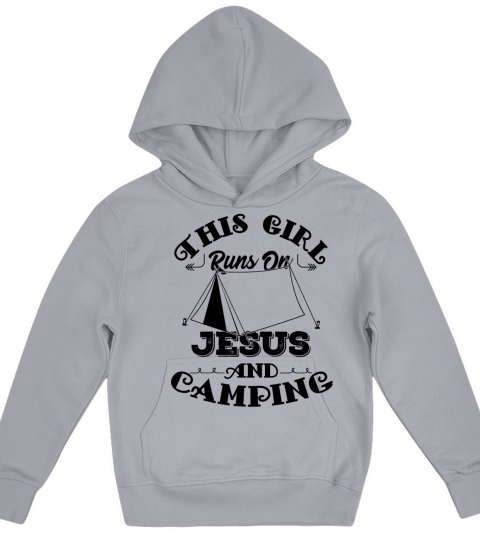 This Girl Runs On Jesus And Camping design Kids Hoodie