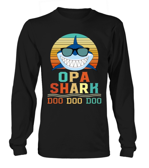 Vintage Mens Grandfather Shark Doo Doo Doo Father Women's Long Sleeve