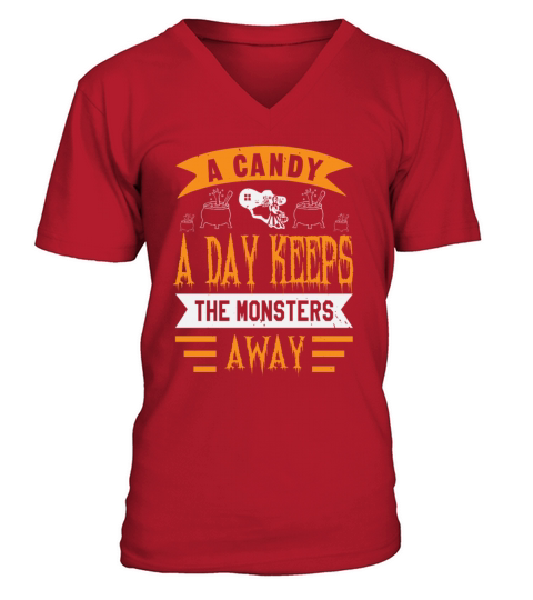 A Candy A Day Keeps The Monsters Away Men's V-Neck T-shirt