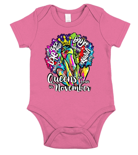 Queens Are Born In November Birthday Gift Short Sleeve Baby One-Piece