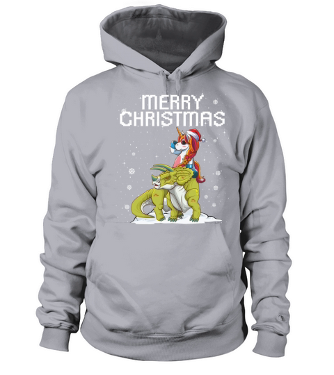 Merry Christmas Unicorn Santa Hat Triceratops Men's Hoodie