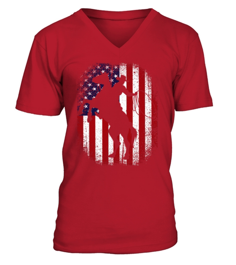 American Flag 4th Of July Vintage USA Flag Rodeo Men's V-Neck T-shirt