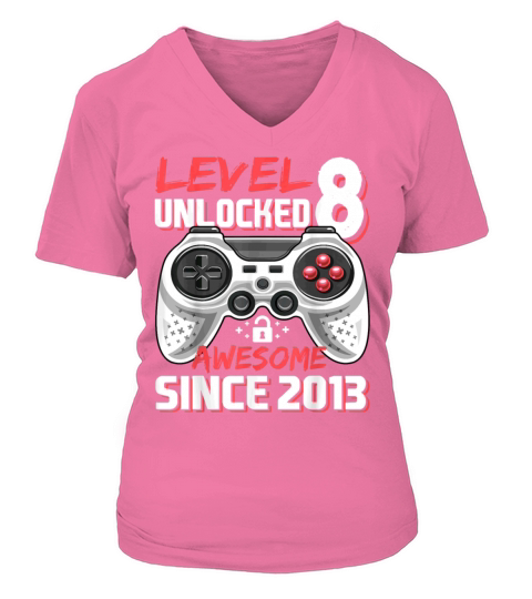 Level 8 Unlocked Awesome 2013 Video Game Women's V-Neck T-shirt