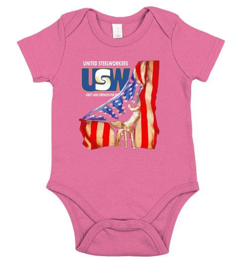 United Steelworkers Unity And Strength For Workers American Flag - Unisex Long Sleeve Short Sleeve Baby One-Piece