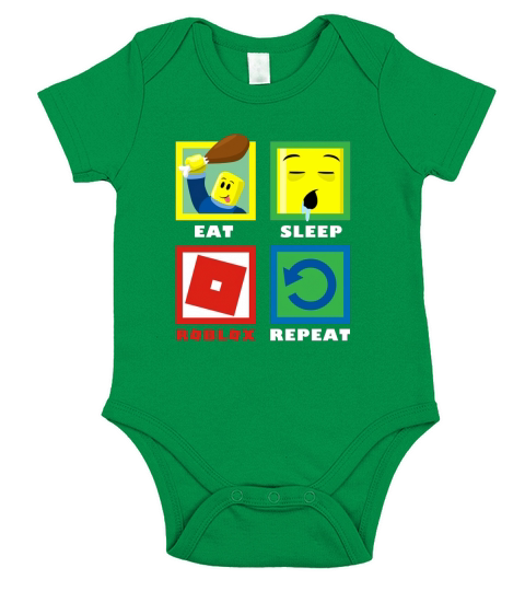 Roblox Funny Eat Sleep Repeat Short Sleeve Baby One-Piece