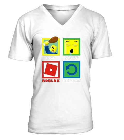 Roblox Funny Eat Sleep Repeat V-Neck T-shirt
