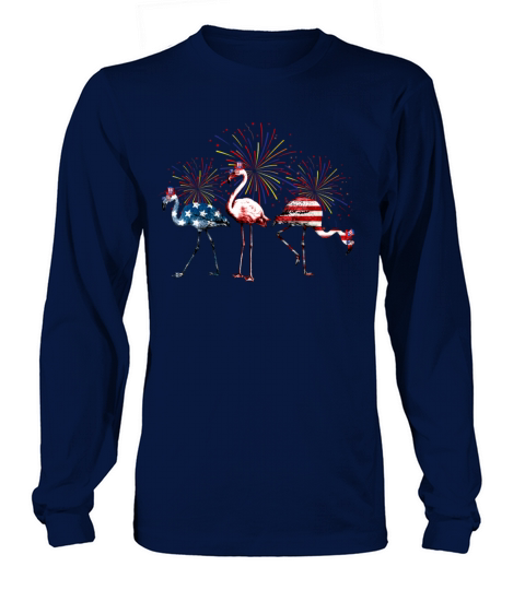 Patriotic Flamingo American Flag Firework 4th July Women's Long Sleeve