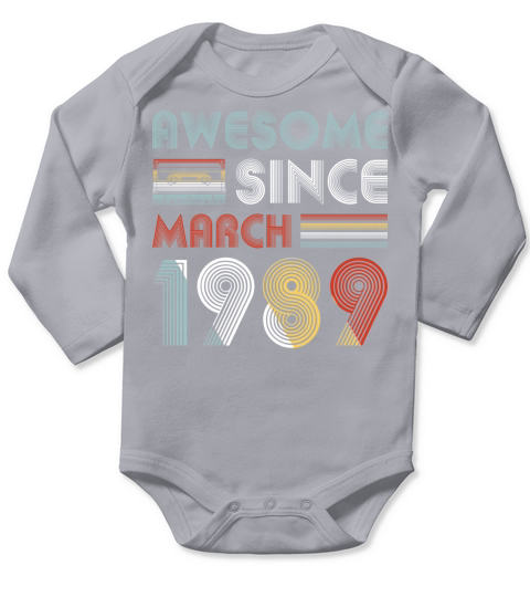 Vintage Awesome Since March 1989 30th Birthday Long Sleeve Baby One-Piece