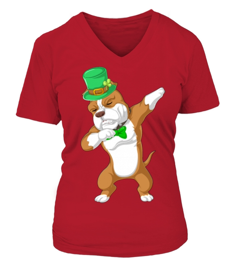 dabbing pitbull st patricks day Women's V-Neck T-shirt