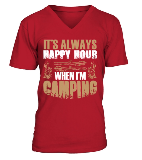 happy hour camping Men's V-Neck T-shirt