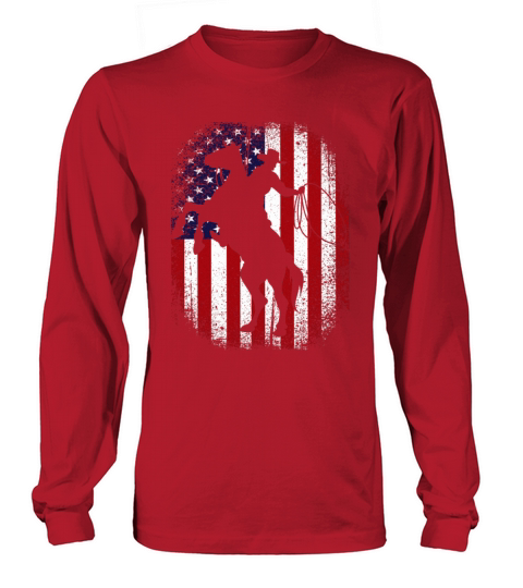 American Flag 4th Of July Vintage USA Flag Rodeo Men's Long Sleeve