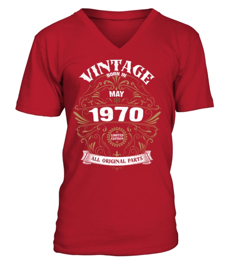 50th Birthday May 1970 Vintage Men's V-Neck T-shirt