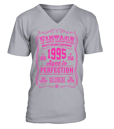 Vintage 1995 Aged to Perfection Pink Print Men's V-Neck T-shirt