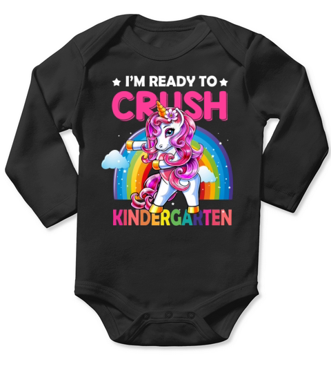 I m Ready To Crush Kindergarten Flossing Unicorn Long Sleeve Baby One-Piece