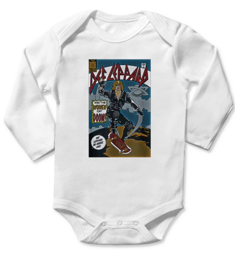 Def Leppard  Comic Long Sleeve Baby One-Piece