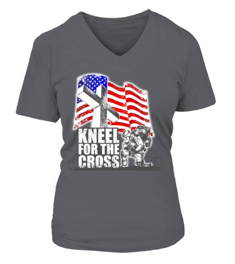 KNEEL FOR THE CROSS veteran Day Shirt Gift Women's V-Neck T-shirt