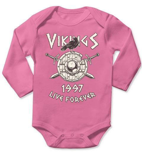 Vikings Live Forever 1997 Norse Birthday Long Sleeve Baby One-Piece