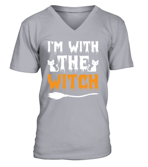 Im With The Witch Funny Halloween Costume Couples Men's V-Neck T-shirt