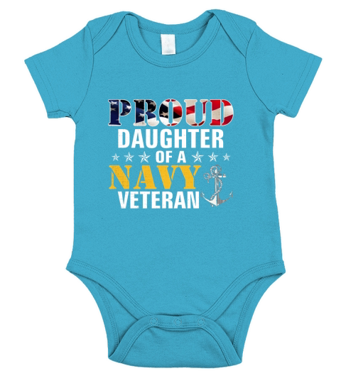 Proud Daughter Of A Navy Veteran American Flag Military Gift Short Sleeve Baby One-Piece