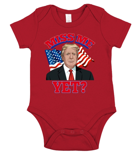 Miss Me Yet American Flag Short Sleeve Baby One-Piece