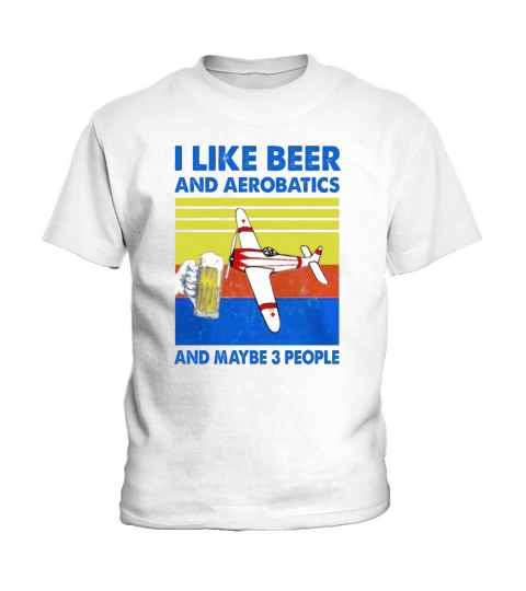 Vintage I Like Beer And Aerobatics And Maybe 3 People Kids T-Shirt