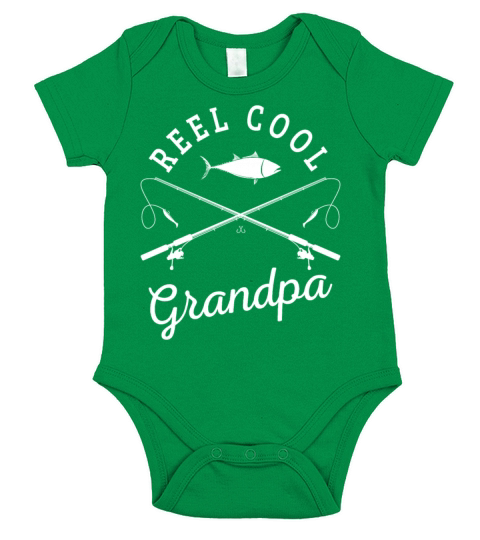 Reel Cool Grandpa Fathers Day Fishing Apparel Pun Short Sleeve Baby One-Piece