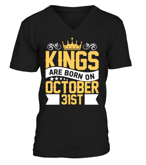 Kings are Born on October 31st Birthday on October Men's V-Neck T-shirt
