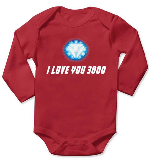 Arc Reactor I Love You 3000 End Game Long Sleeve Baby One-Piece