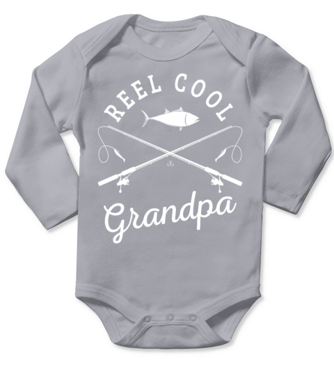 Reel Cool Grandpa Fathers Day Fishing Apparel Pun Long Sleeve Baby One-Piece