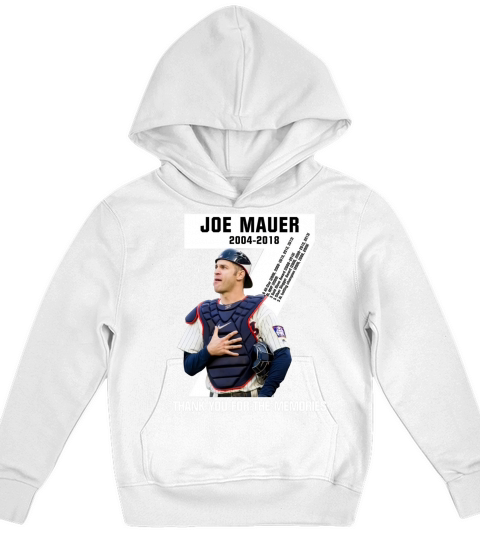 Joe Mauer 20042018 thank you for the memories shirt Kids Hoodie