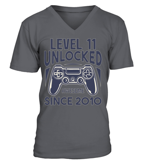 Level 11 Unlocked Awesome Since 2010 Gift For Kids Men's V-Neck T-shirt