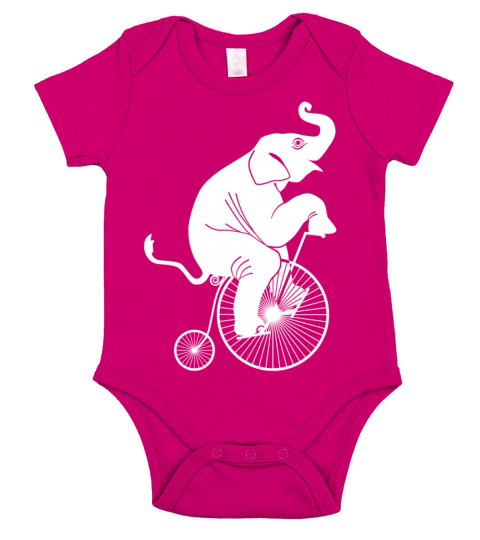 White Elephant Riding a Bike Short Sleeve Baby One-Piece