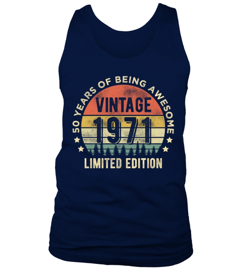 Vintage 1971 50 years old Awesome 50th Birthday Men's Tank Top