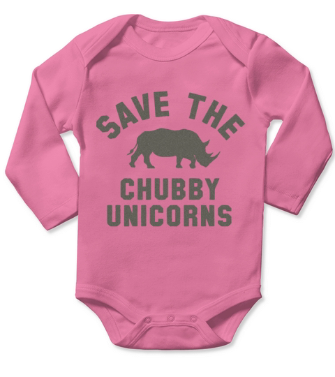 Save The Chubby Unicorns Fashion Rhino Hipster Long Sleeve Baby One-Piece
