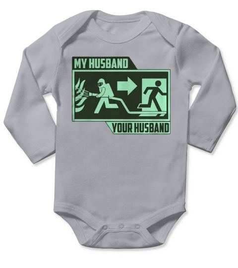 My Husband Firefighter Long Sleeve Baby One-Piece