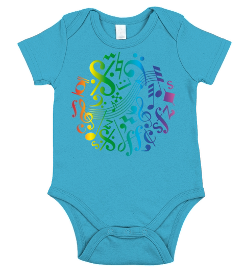 Colorful music notes and signs Short Sleeve Baby One-Piece