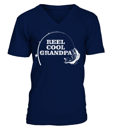 Reel Cool Grandpa Fishing Fathers Day Gift Men's V-Neck T-shirt