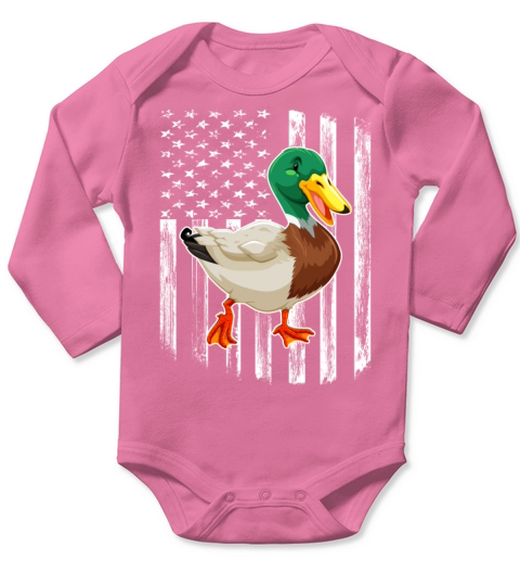 Distressed American Flag Duck 4th of July Shirt Long Sleeve Baby One-Piece