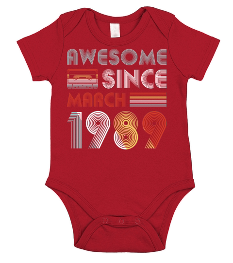 Vintage Awesome Since March 1989 30th Birthday Short Sleeve Baby One-Piece