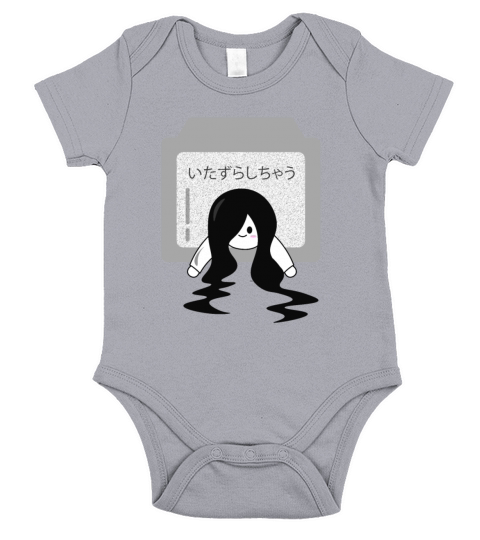 Scary Japanese Ghost Crawling Out Of TV Short Sleeve Baby One-Piece
