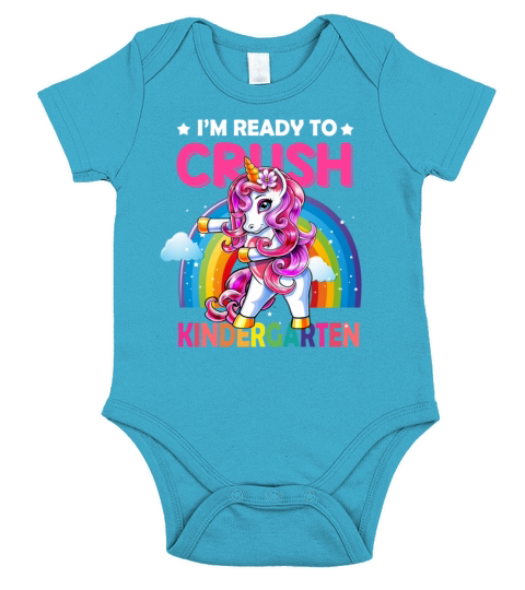 I m Ready To Crush Kindergarten Flossing Unicorn Short Sleeve Baby One-Piece