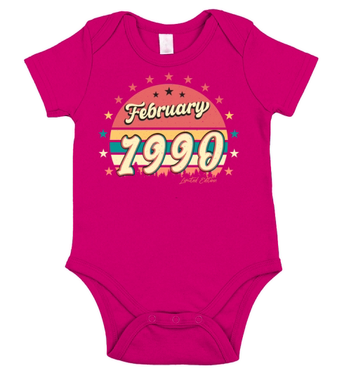 Gift Idea Retro February 1990 Short Sleeve Baby One-Piece