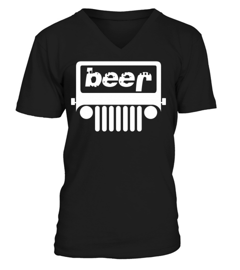 Adult Beer Jeep T-Shirt Design Funny Drinking Men's V-Neck T-shirt