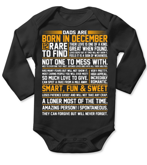 Dads Are Born In December Long Sleeve Baby One-Piece