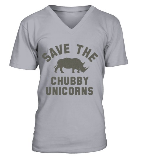 Save The Chubby Unicorns Fashion Rhino Hipster Men's V-Neck T-shirt
