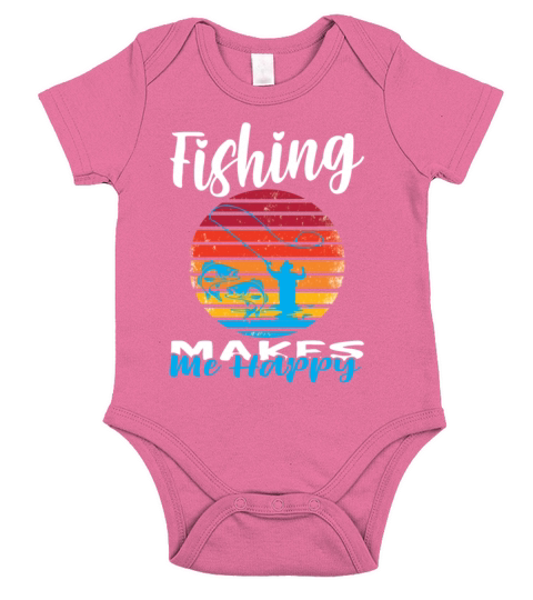 fishing makes me happy-Fathers Day-Fathers Day Short Sleeve Baby One-Piece