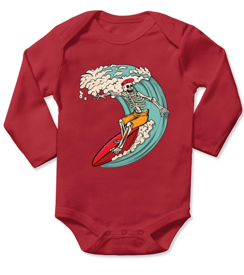 unny skeleton Surfing surfboard design surf lover Long Sleeve Baby One-Piece