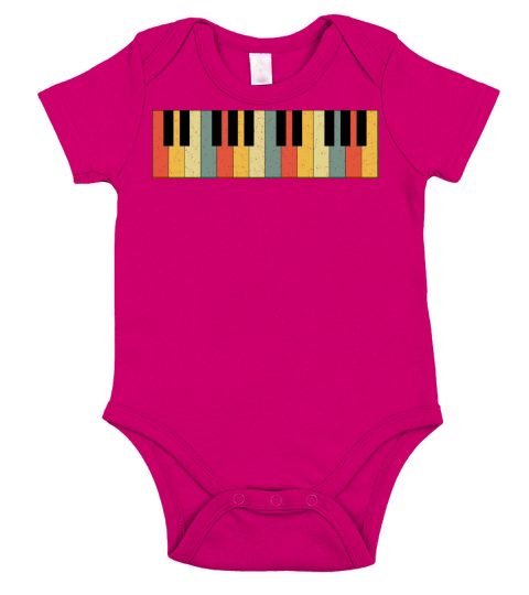 Keys Piano Keyboard Vintage Retro Short Sleeve Baby One-Piece