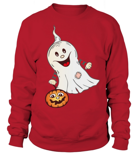 Cute Halloween Ghost with Pumpkin Women's Sweatshirt