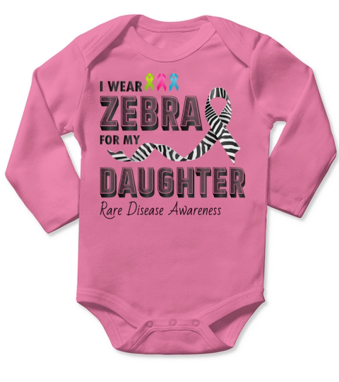 Rare Disease Awareness Day Zebra Ribbon Daughter Long Sleeve Baby One-Piece